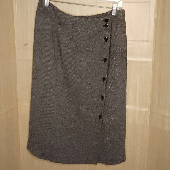 Talbots Vintage Black Heathered Wool Blend Career Pencil Skirt 10 - Picture 1 of 7
